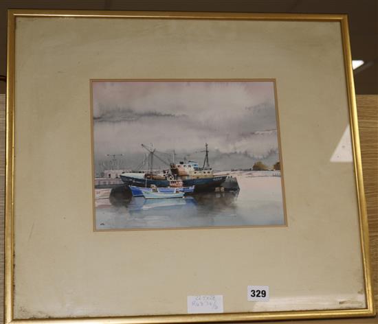 Charles Sutton View of Brixham Harbour 22.5 x 28cm